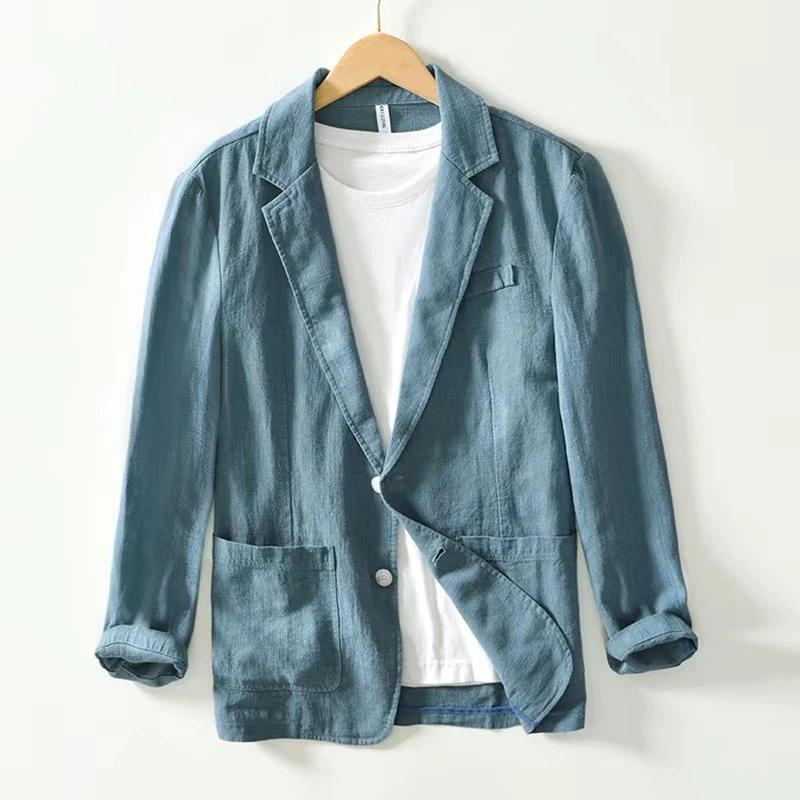 Blazer rétro élégant en lin pour hommes