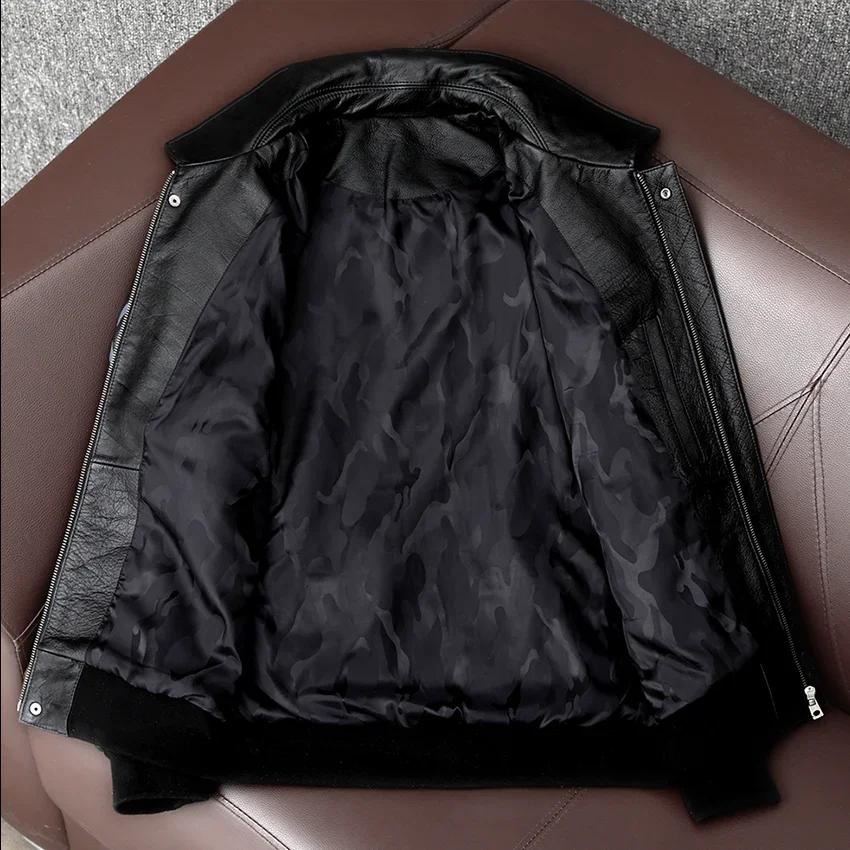 Blouson aviateur en cuir véritable pour homme