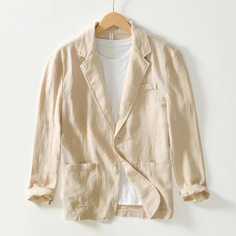 Blazer rétro élégant en lin pour hommes
