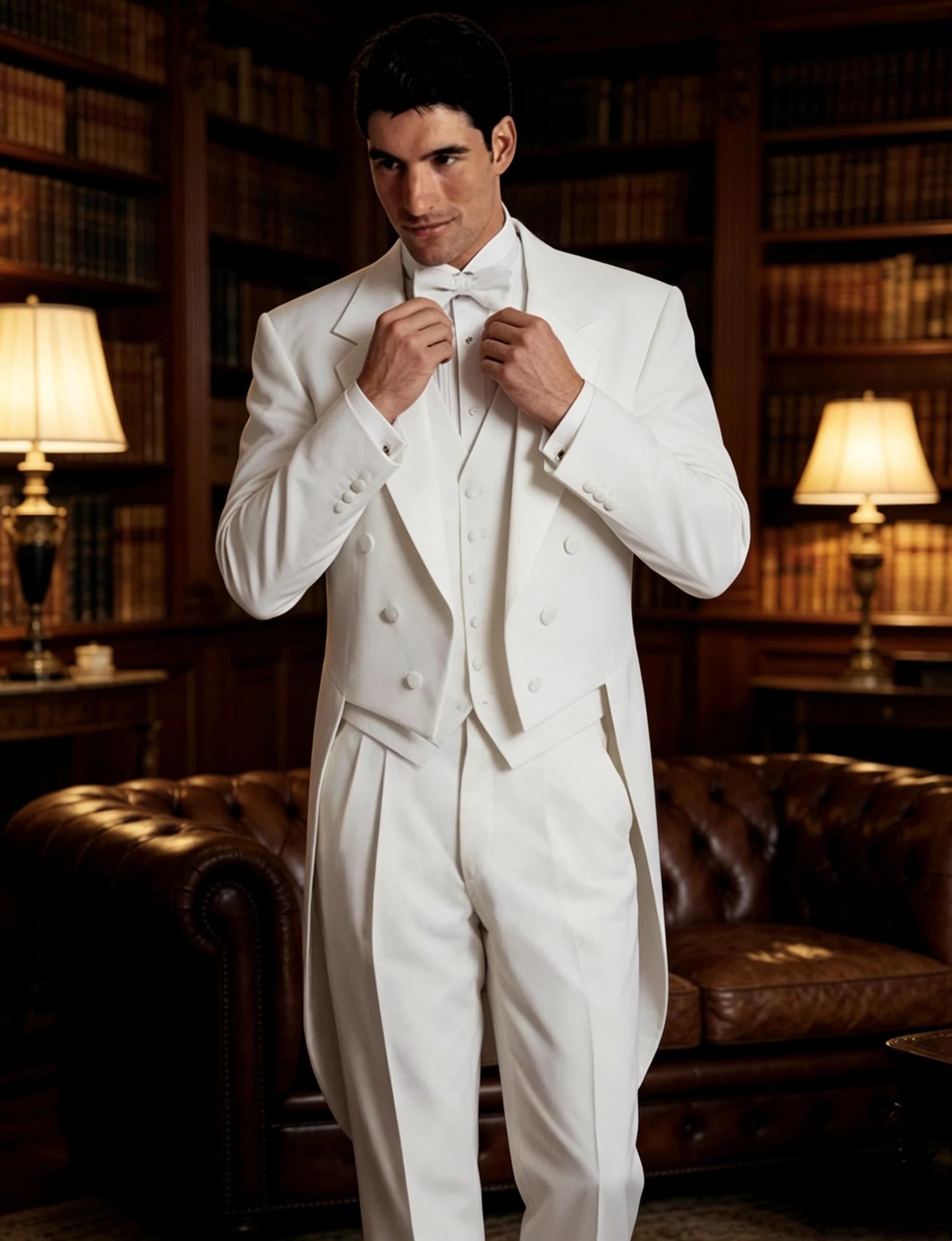 Costume de mariage blanc formel pour homme