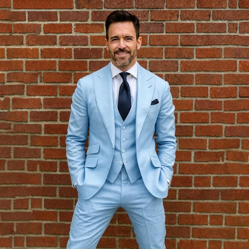 Costume homme en lin 3 pièces sur mesure