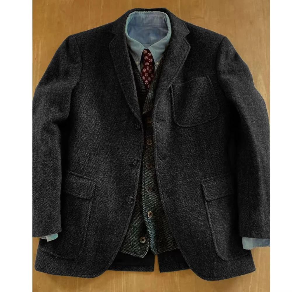 Blazer en tweed à chevrons pour homme