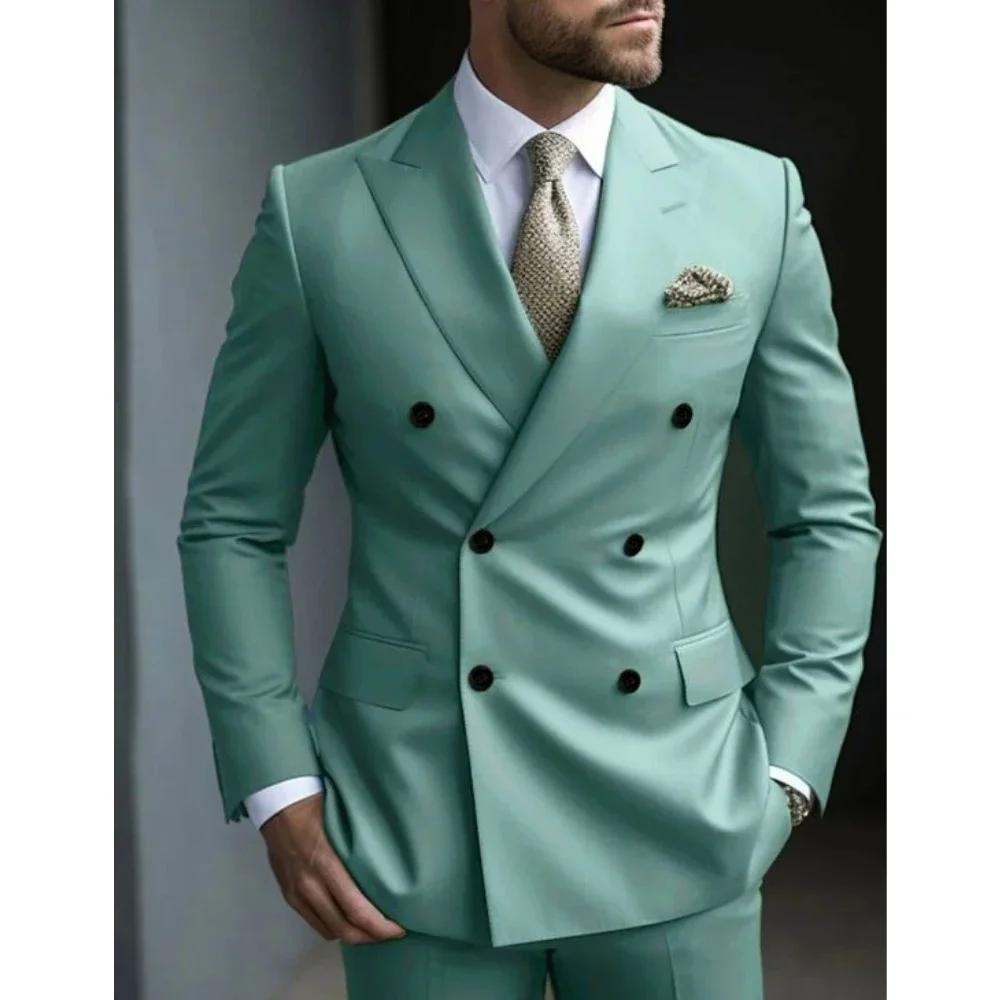 Costumes pour hommes à Double boutonnage vert menthe