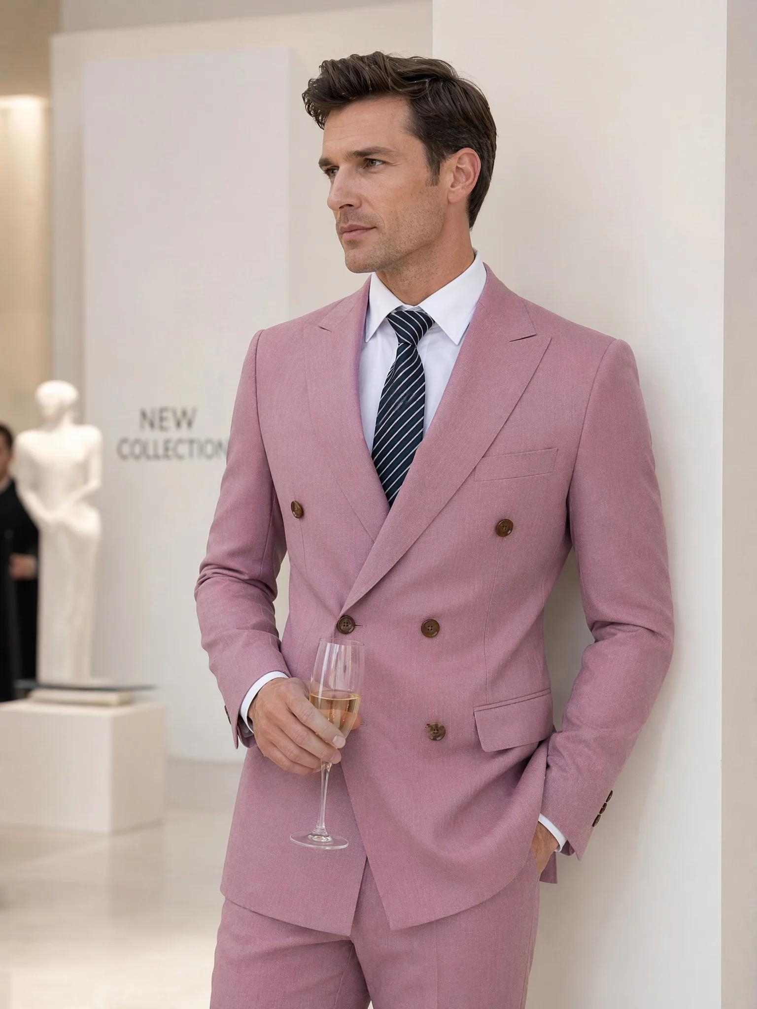 Nouveau costume rose pour homme 2026
