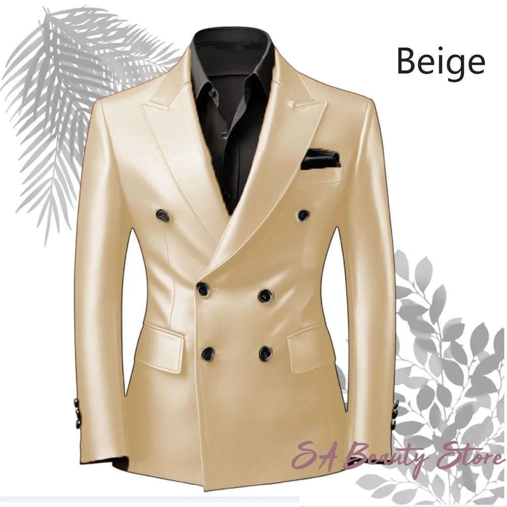 Veste de costume en cuir PU pour homme