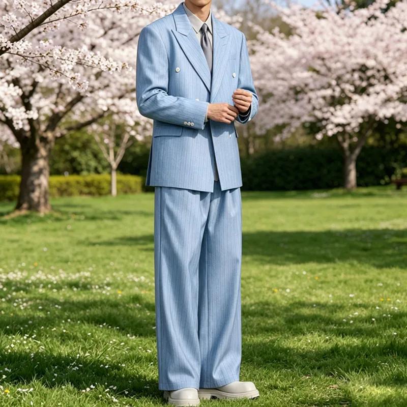 Costume 2 pièces à rayures pour homme