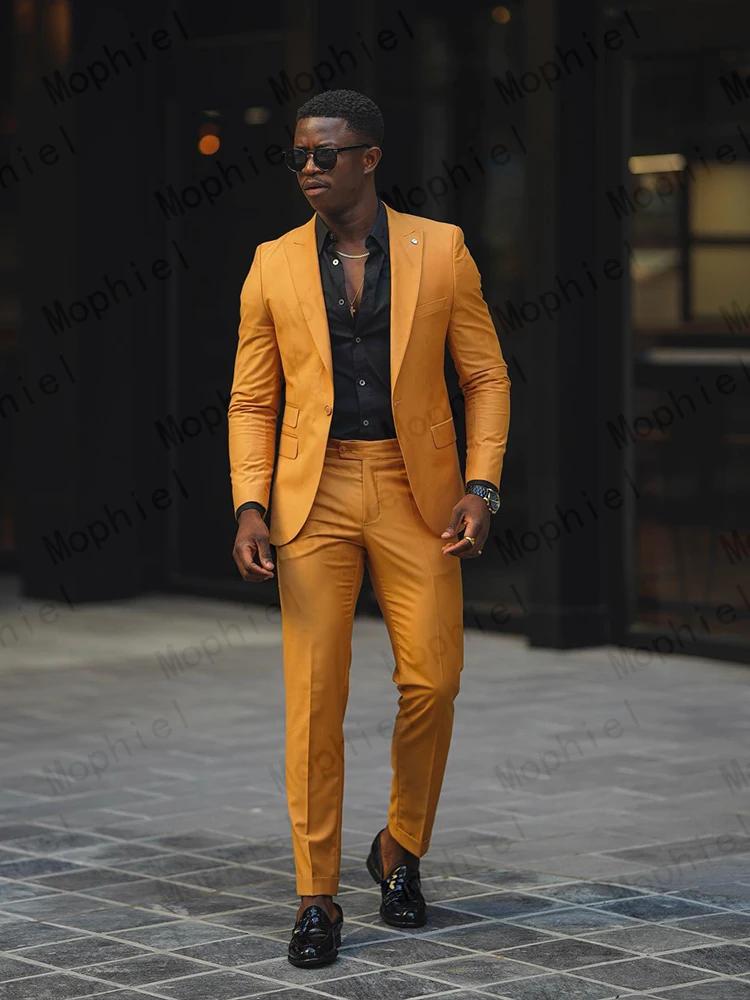 Costume homme jaune moutarde 2 pièces