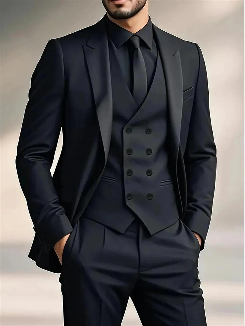 Costume homme noir slim fit 3 pièces