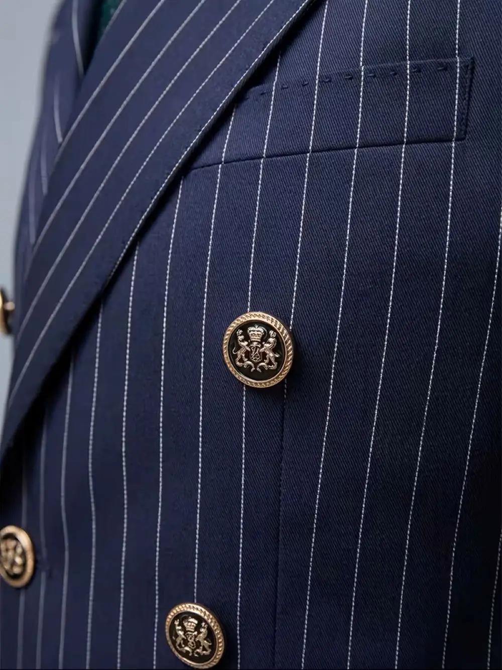 Blazer croisé rayé bleu marine pour homme