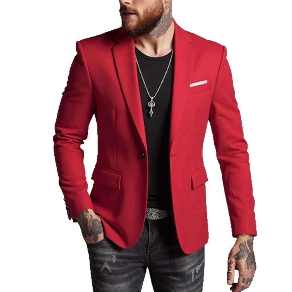 Costume pour hommes vestes d'affaires mince coupe ajustée robe masculine Blazer manteau printemps automne Simple boutonnage beau Gentleman Vintage décontracté