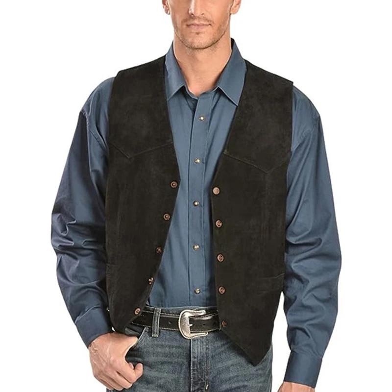 Veste Vintage sans manches à simple boutonnage pour hommes