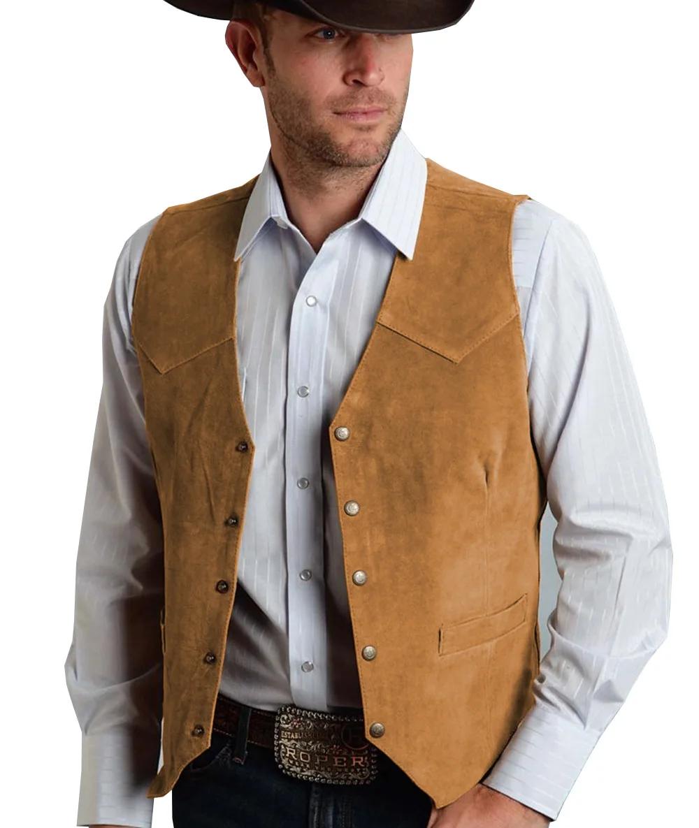 Gilet Homme en Daim Doré – Style Gentleman