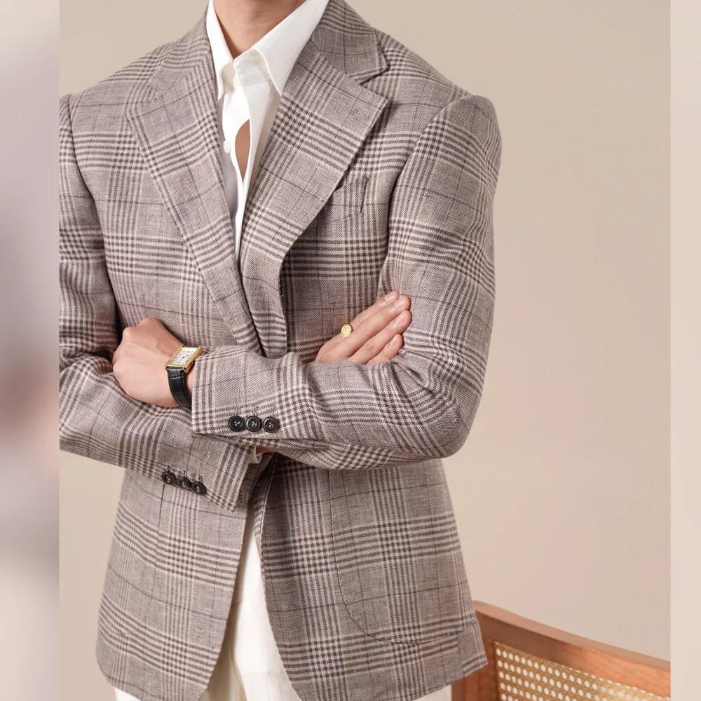 Blazer en lin à carreaux Prince italien pour homme
