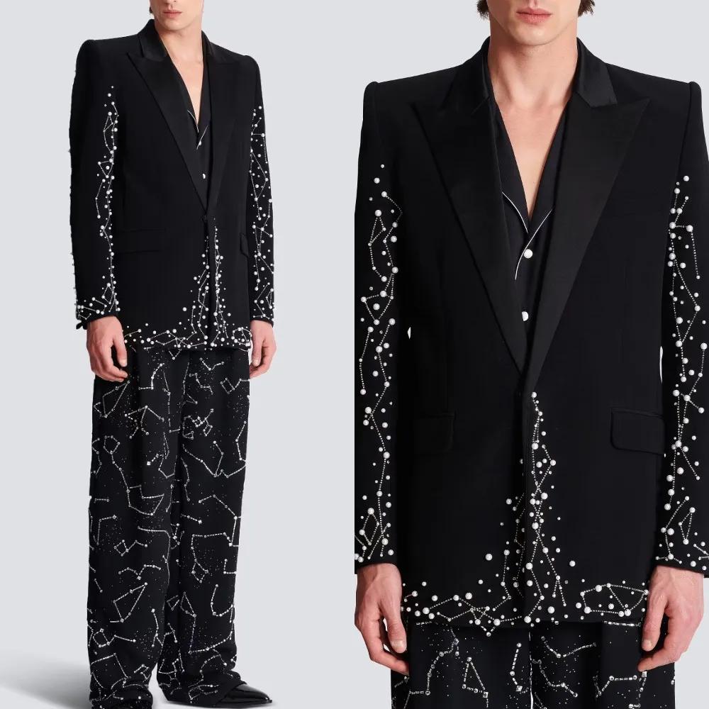 Costume de mariage moderne perlé pour hommes