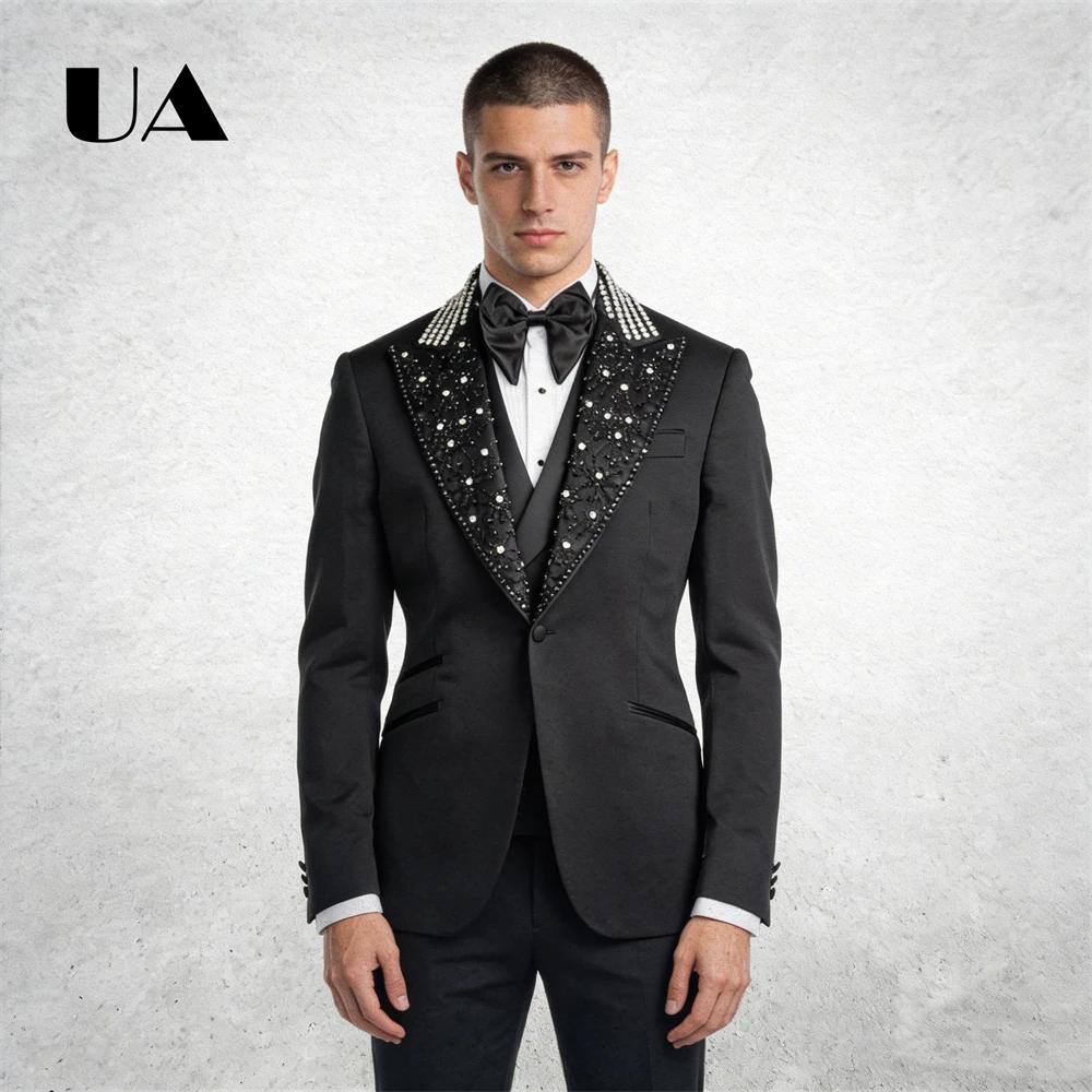 Ensemble de costume de perles de luxe haut de gamme pour hommes