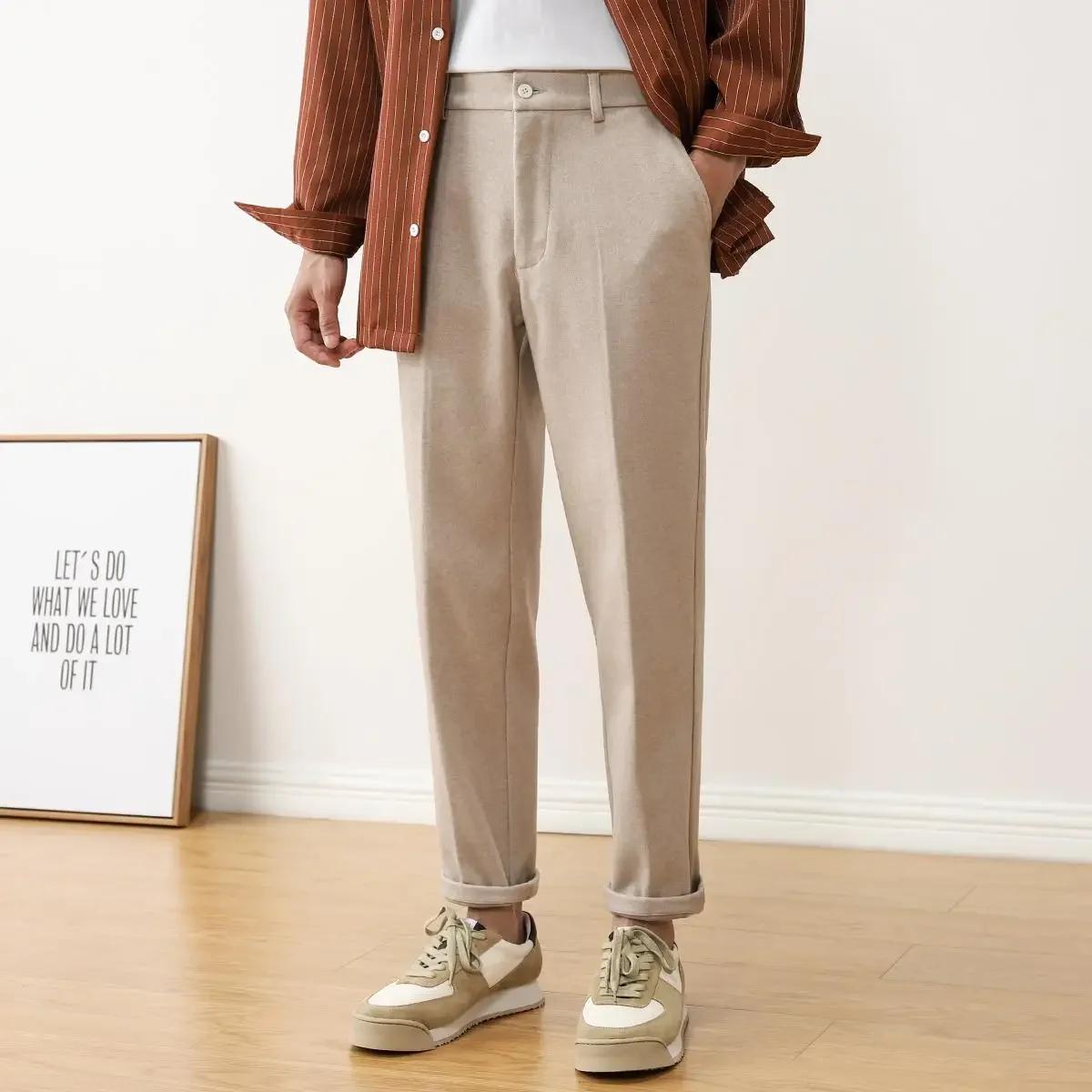 Pantalon kaki coupe cintrée pour hommes marron Tressed homme costumes pantalons pas cher été 2025 nouveau dans la robe