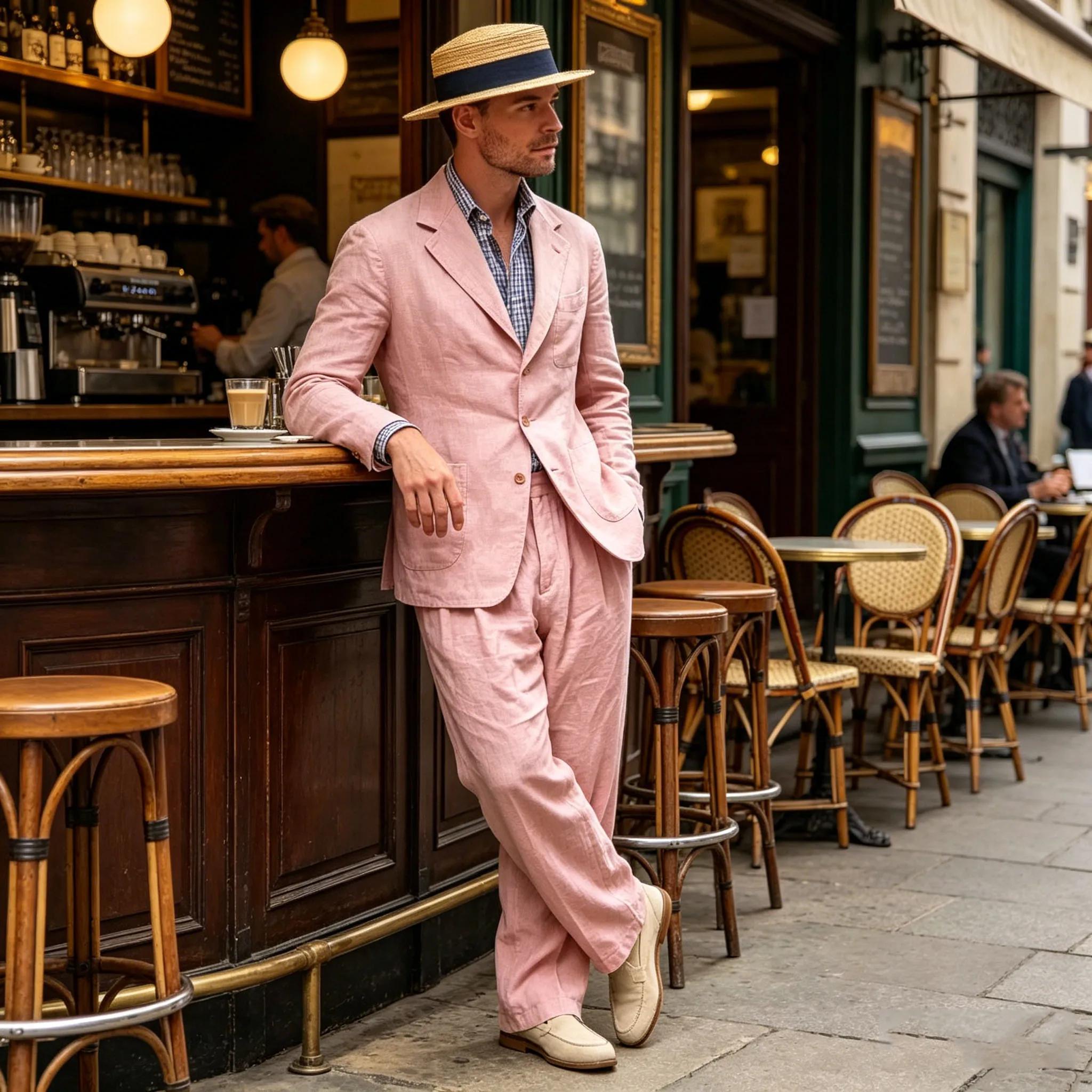 Costume en lin pour homme 2 pièces