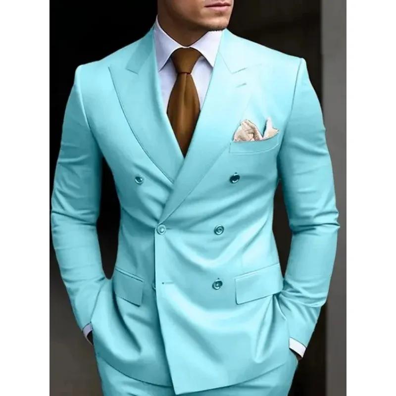 Costumes pour hommes à Double boutonnage vert sauge
