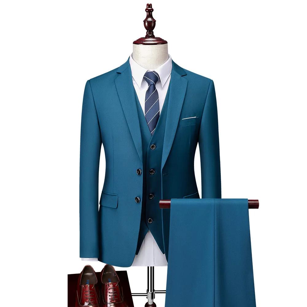 Costume pour homme chic élégant simple boutonnage blazer pic revers ensemble formel 3 pièces veste gilet pantalon mariage occasions spéciales