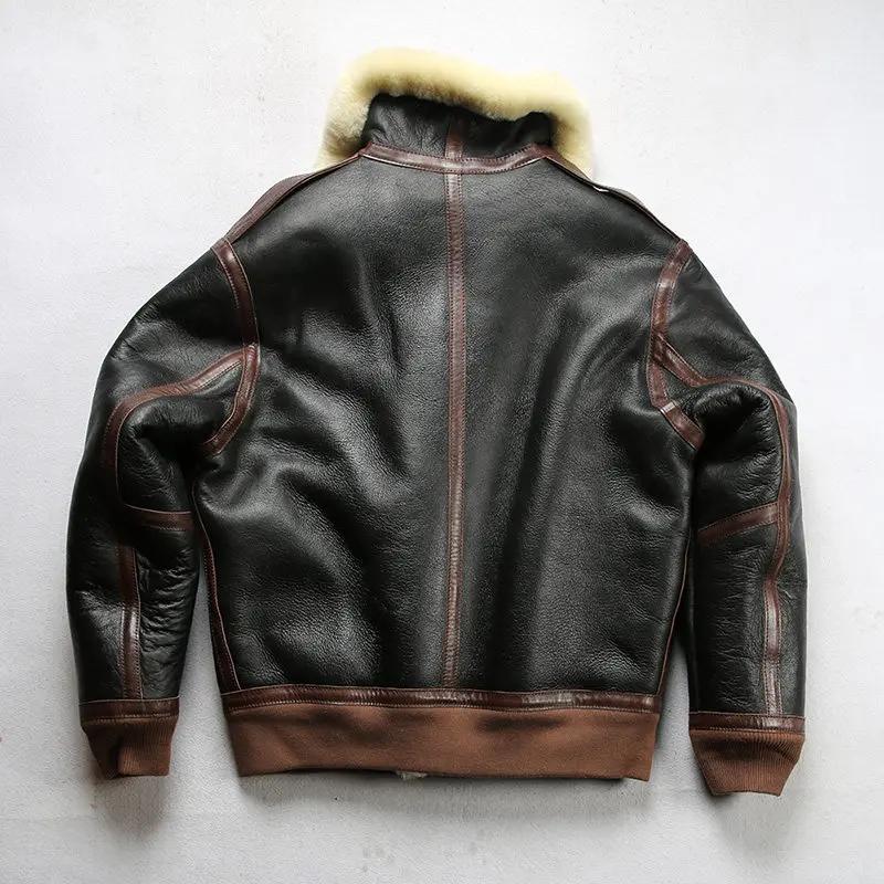 Veste d'hiver noire en peau de mouton pour homme