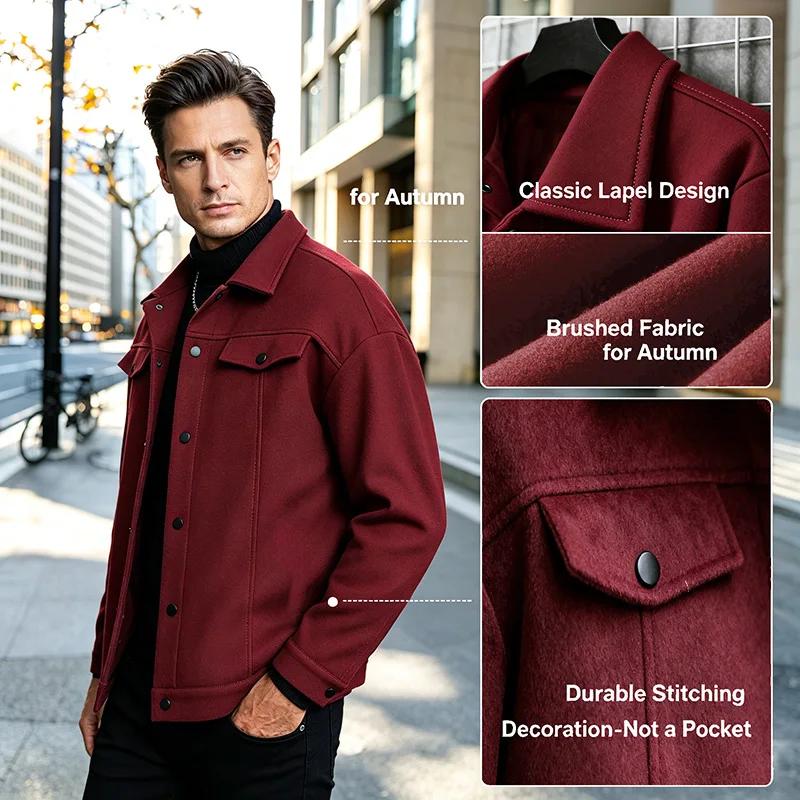 Veste courte en laine à col pour homme