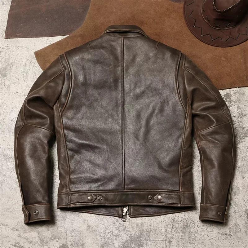 Veste d'automne en cuir véritable pour homme