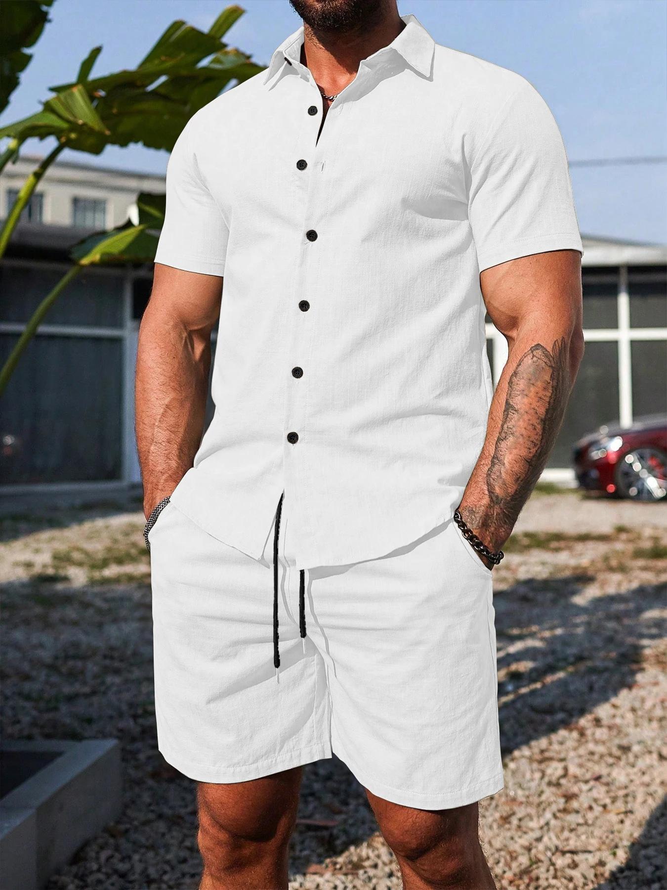 Costume décontracté pour homme en lin