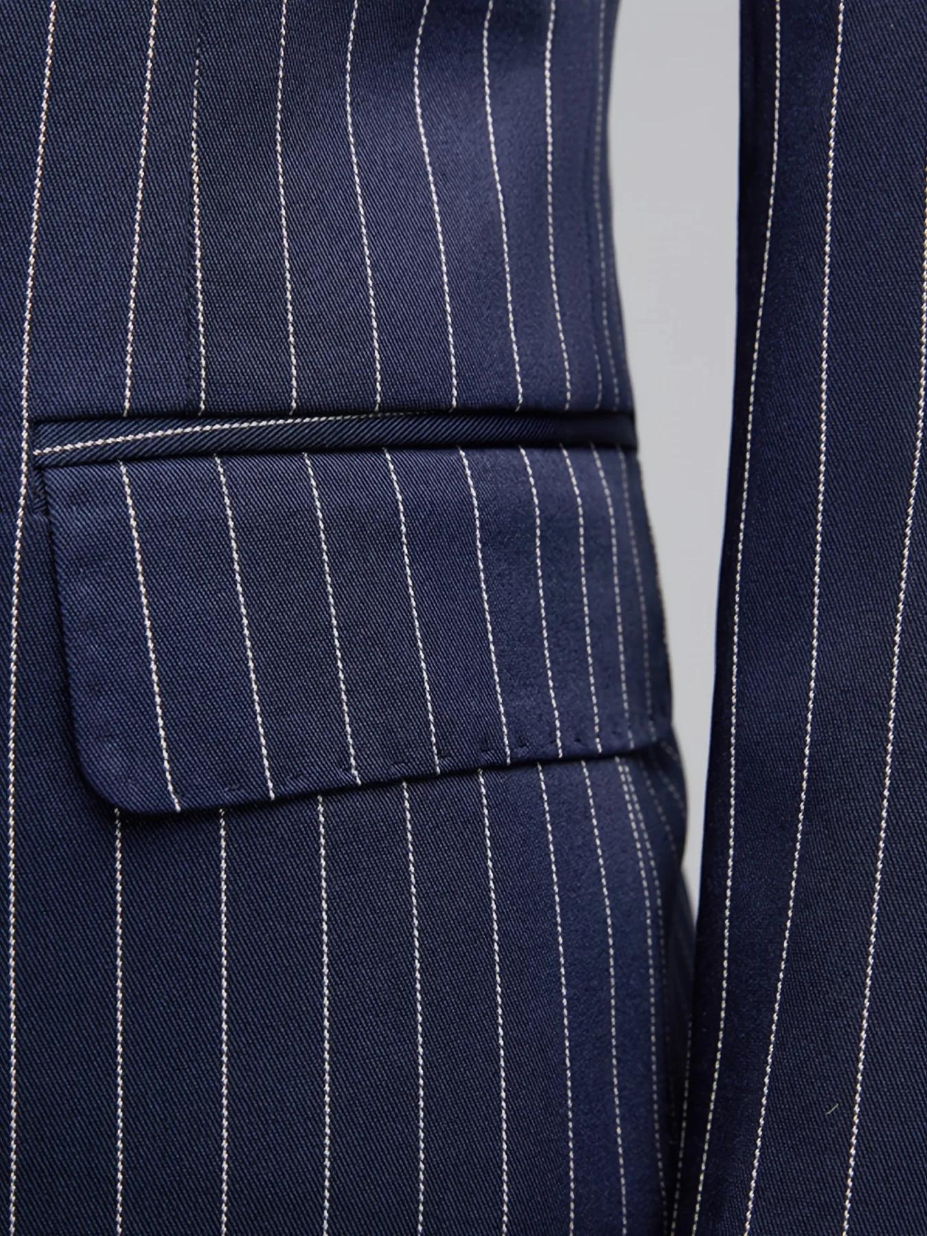 Costume Homme Deux Pièces Croisé Tendance et Ajusté pour Mariage ou Tenue Décontractée en Tissu Rayé