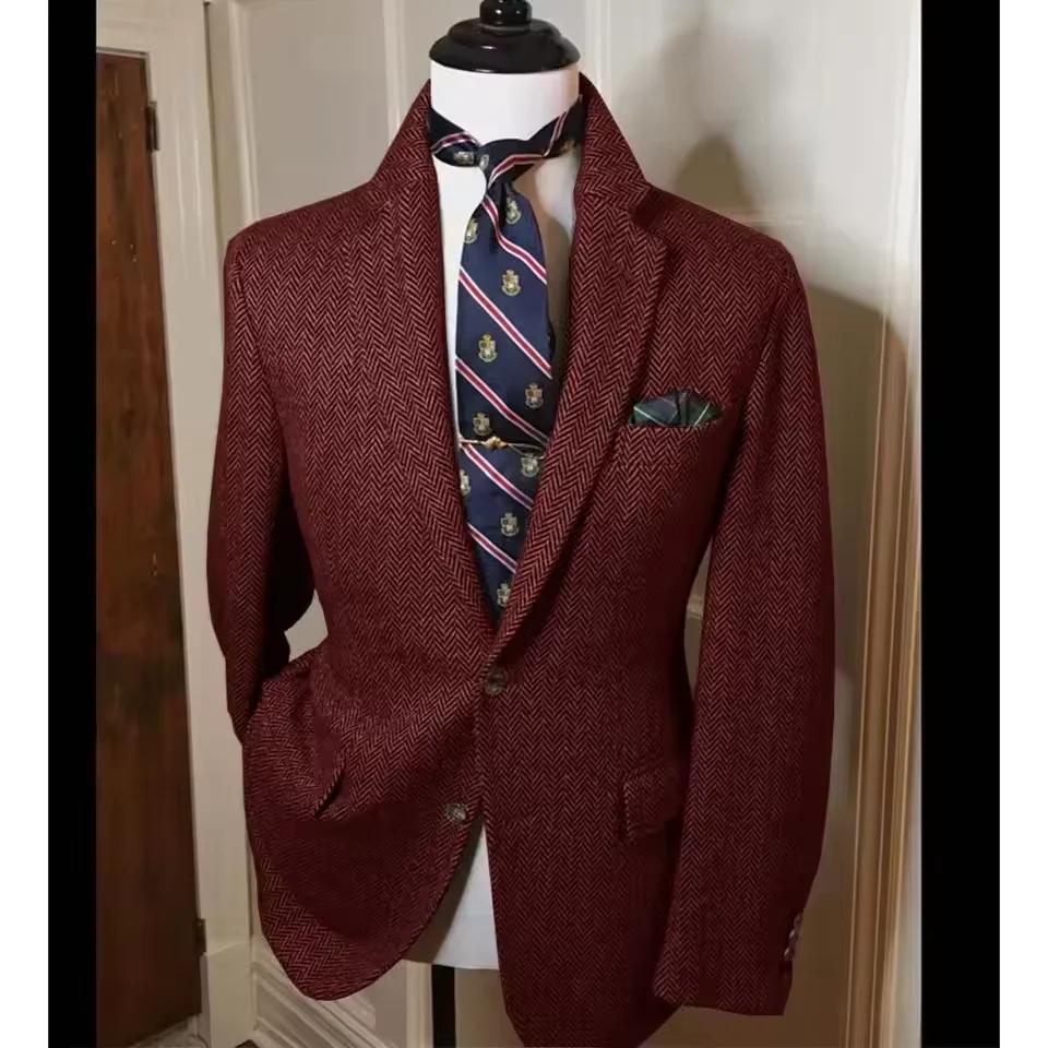 Blazer en tweed à chevrons pour homme
