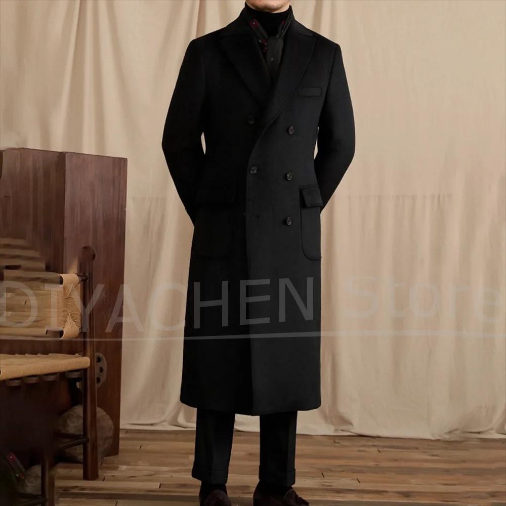 Manteau long pour homme en mélange de laine