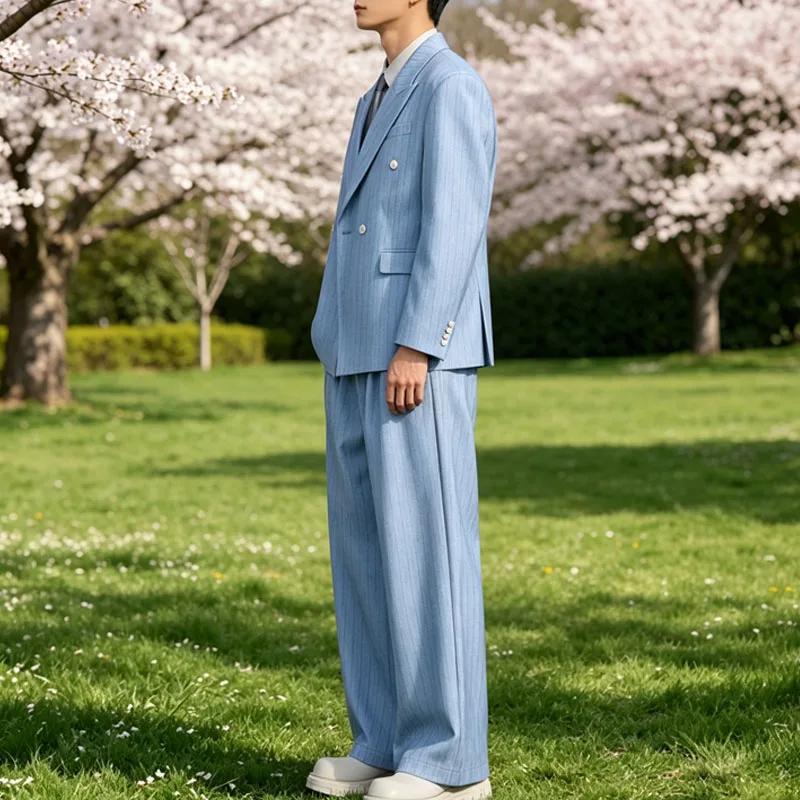 Costume 2 pièces à rayures pour homme