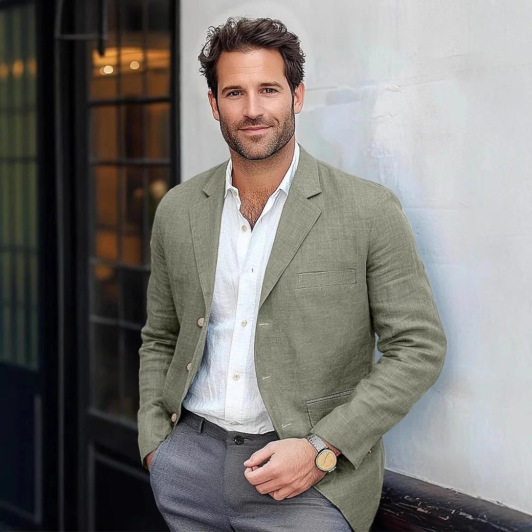 2025 nouvelle veste de costume pour hommes européens décontracté couleur unie