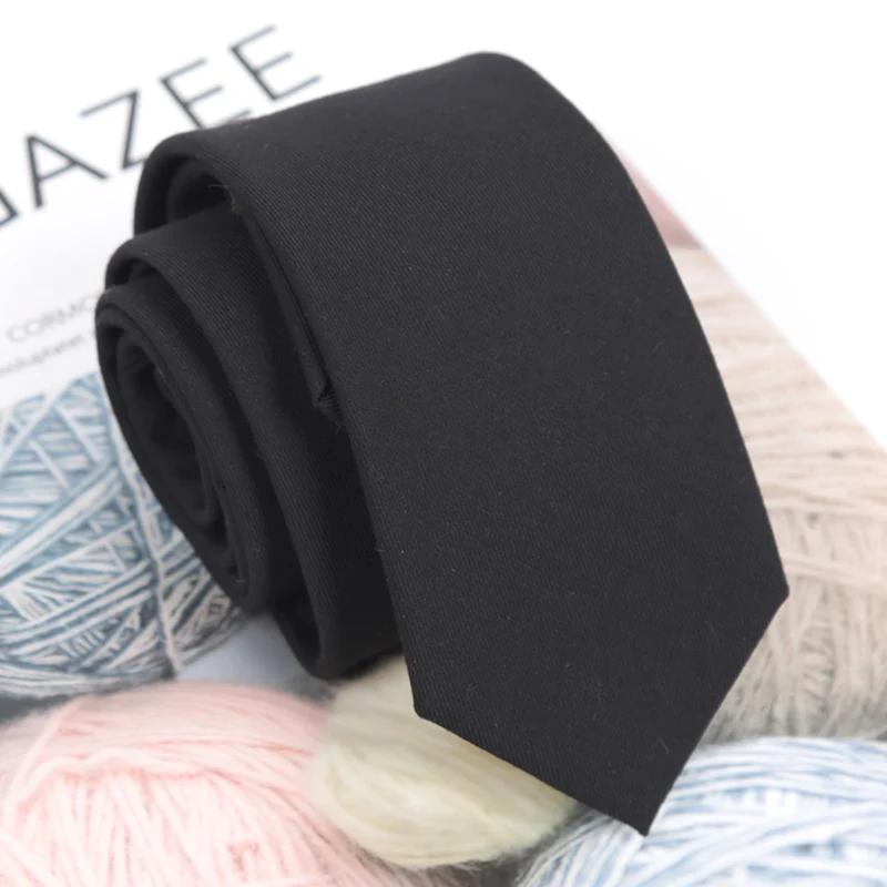 Cravate en coton noir solide pour hommes