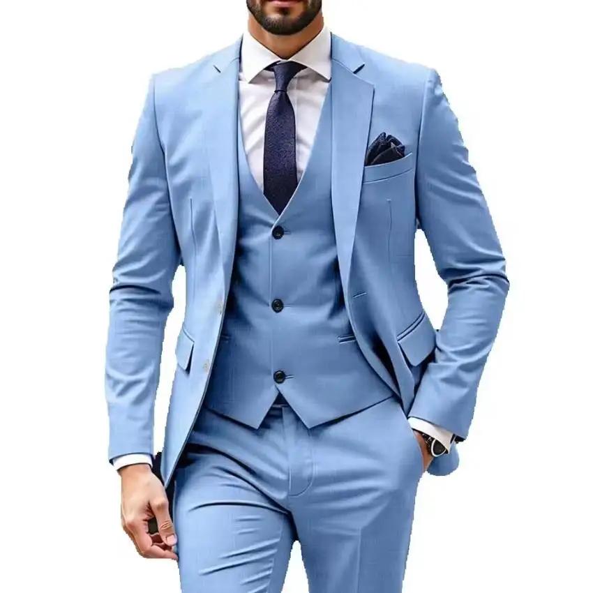 Costumes 3 pièces bleu clair pour hommes