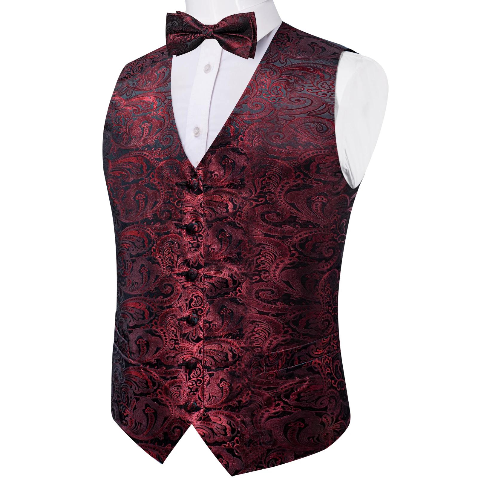 Ensemble complet d'accessoires pour gilet Paisley bordeaux : nœud papillon