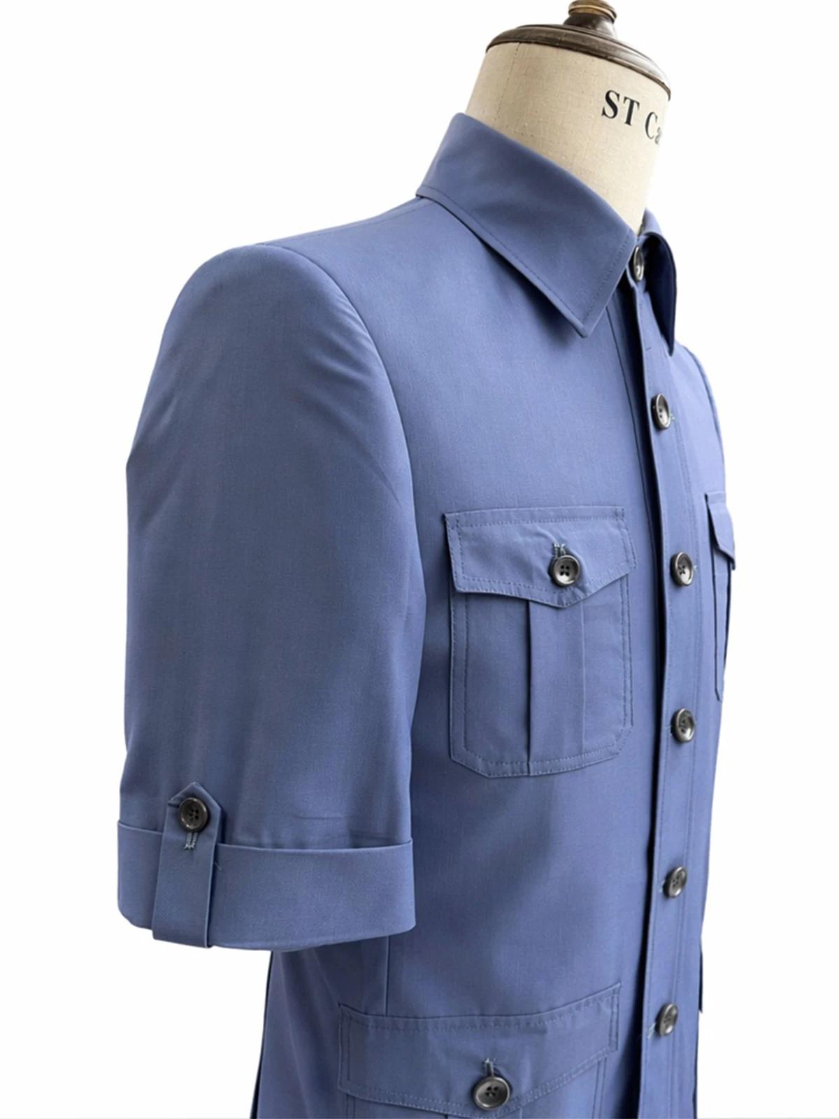 Costume homme bleu ciel Safari à manches courtes