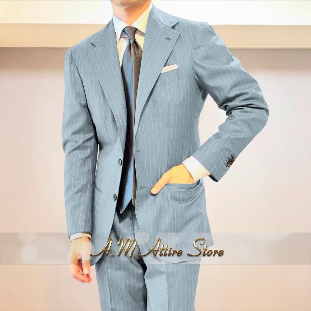 Costume homme haut de gamme gris rayé