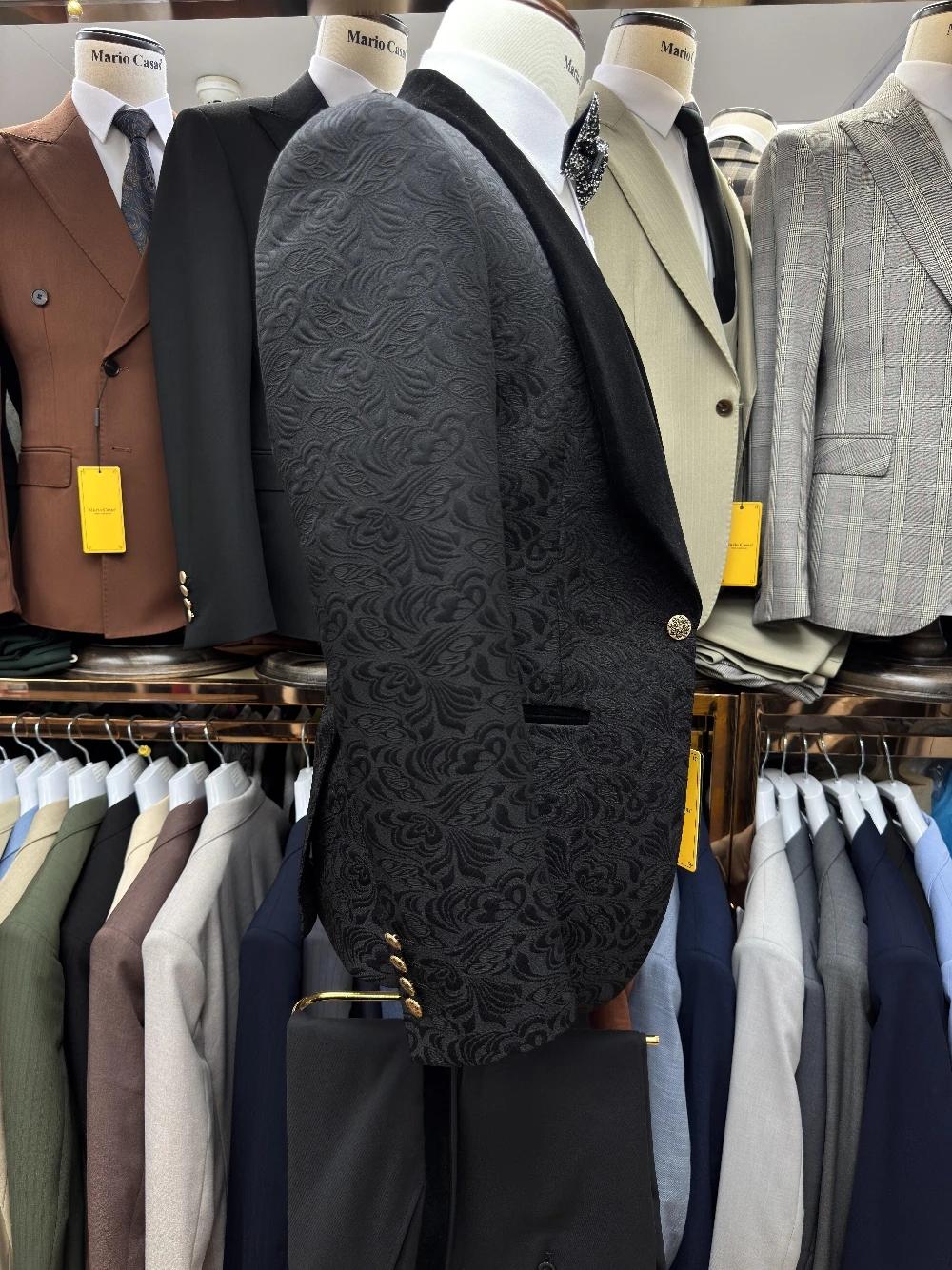 Ensemble de costume entièrement jacquard noir