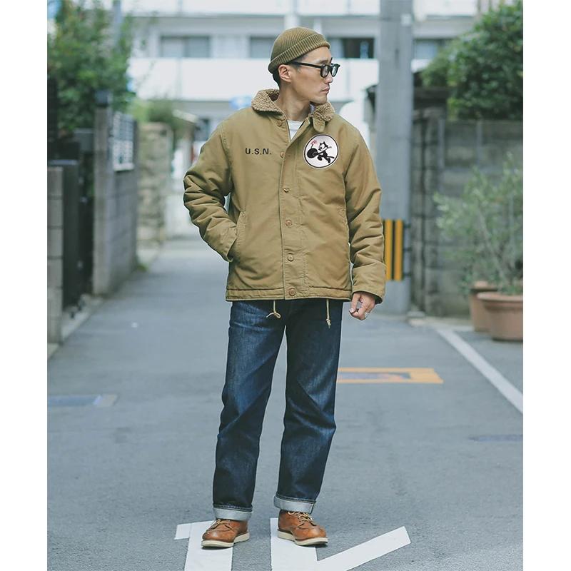 N1 USN épais hiver hommes Sherpa polaire pont veste avec VF-3 Felix brodé Patch Parka manteau