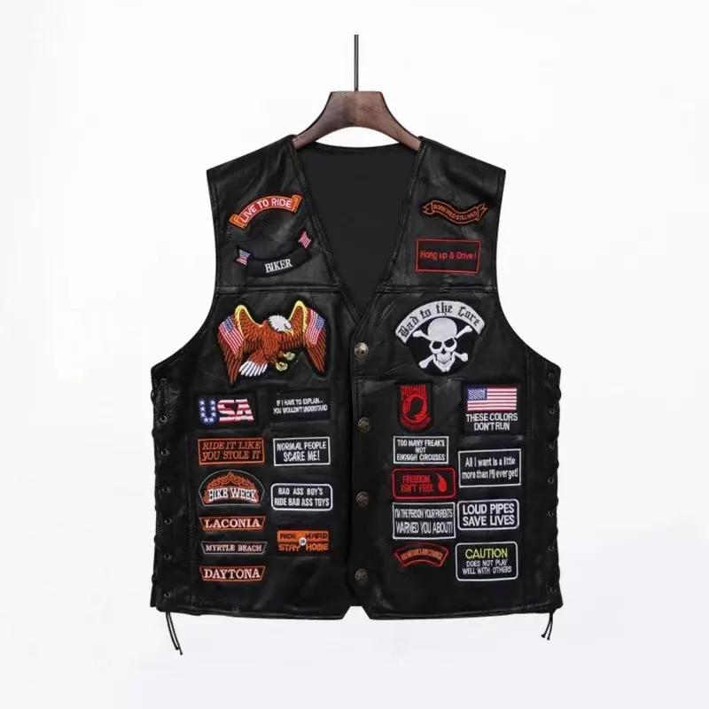 Gilet de motard en cuir pour hommes
