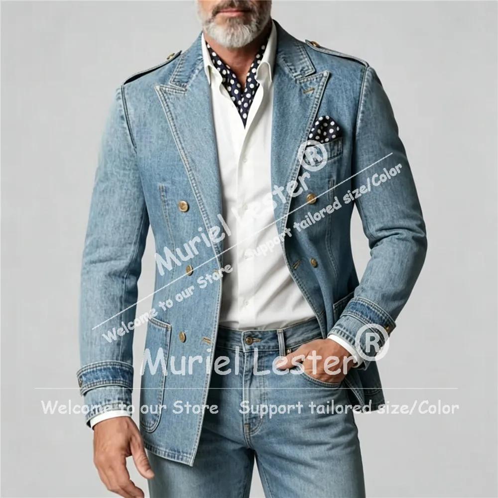 Costume en jean décontracté chic pour homme