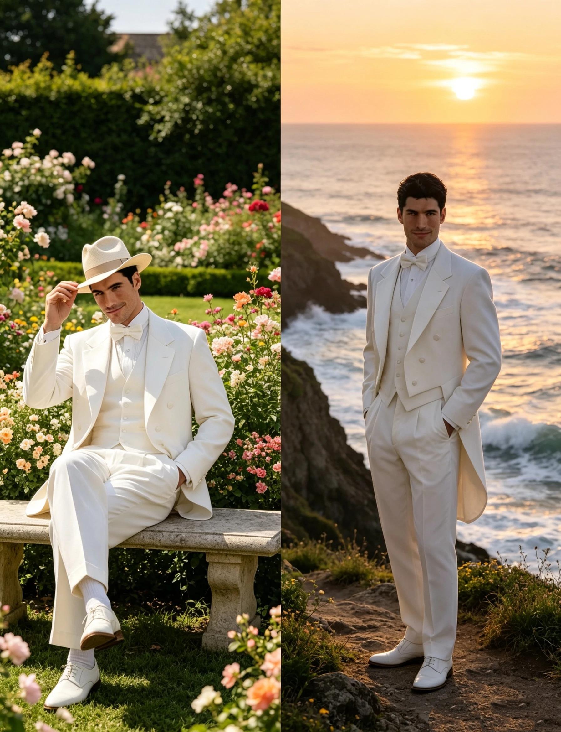Costume de mariage blanc formel pour homme