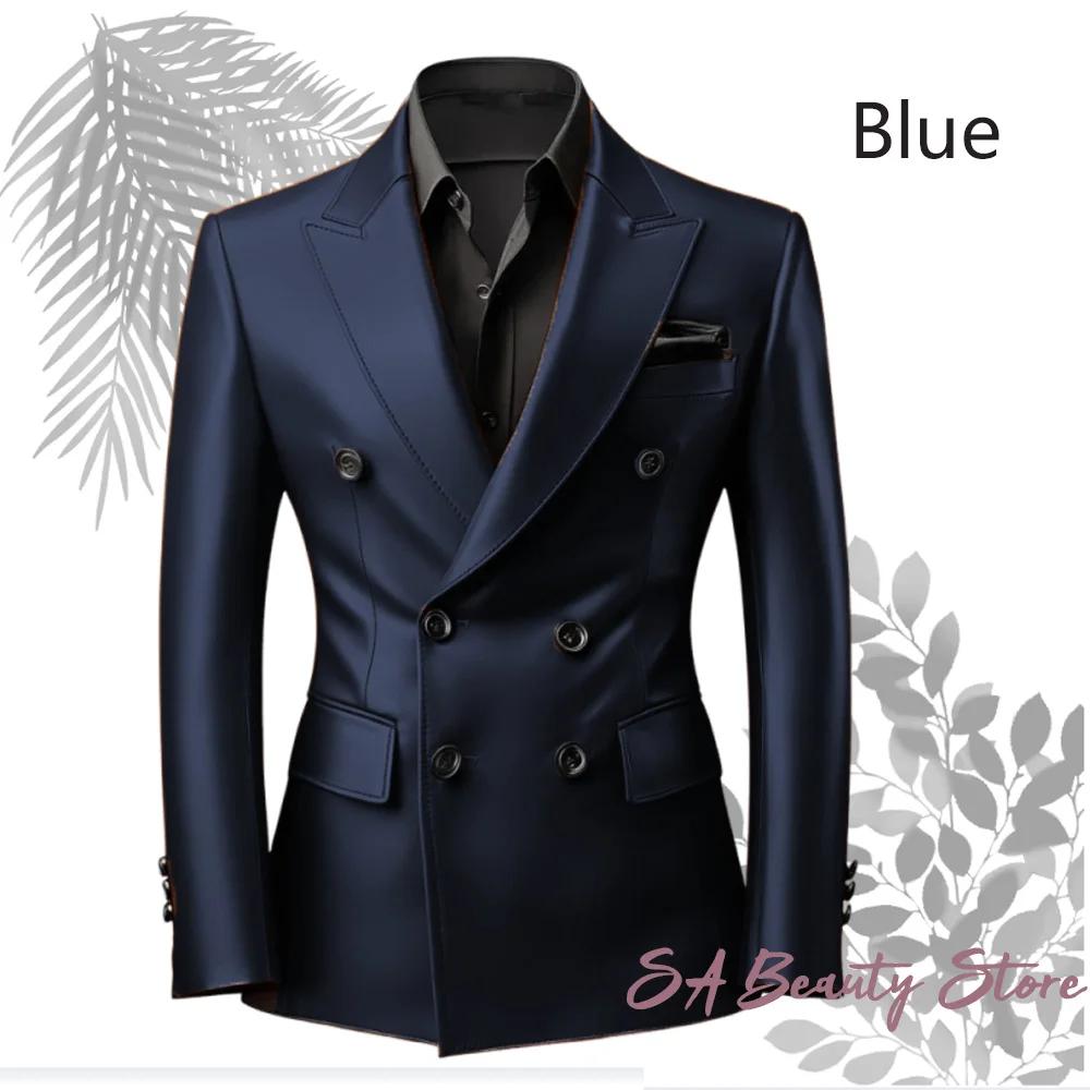 Veste de costume en cuir PU pour homme