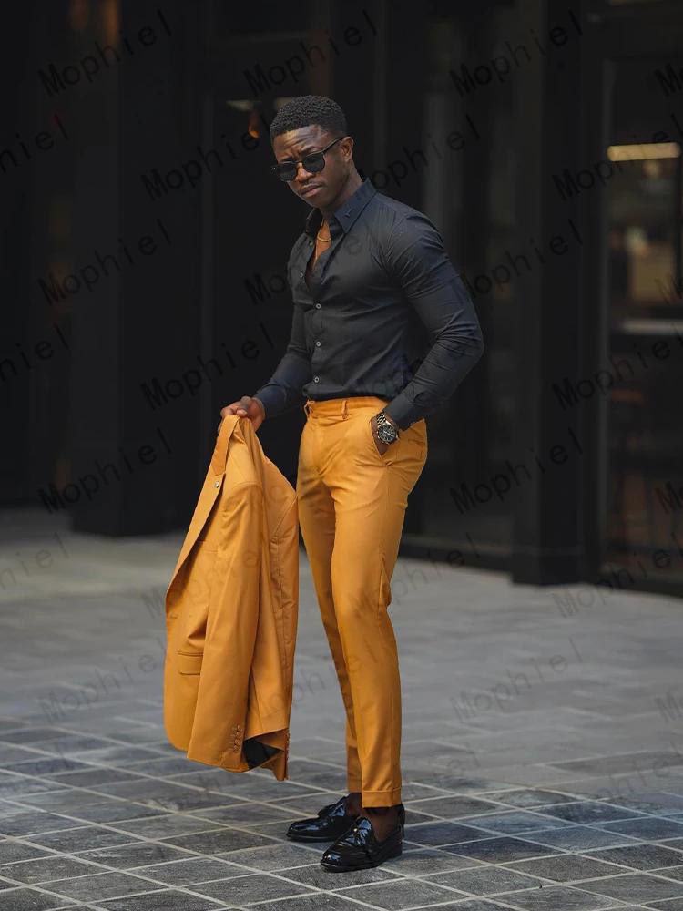 Costume homme jaune moutarde 2 pièces