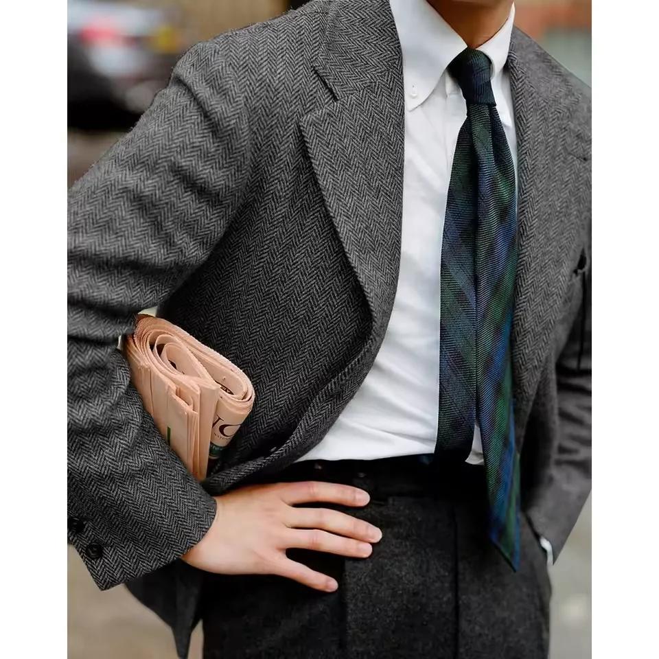 Veste de costume à chevrons pour hommes