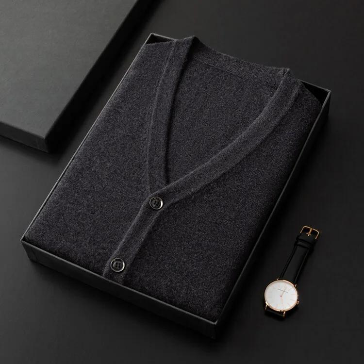 2025 hommes 100% laine mérinos super fine gilets sans manches Cardigans homme Pure