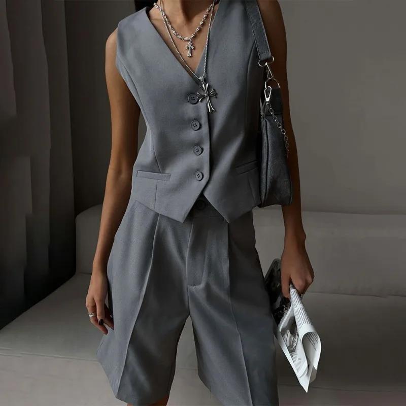 Gilet gilet costume 2026 printemps et été col en v simple boutonnage gilet droit costume short