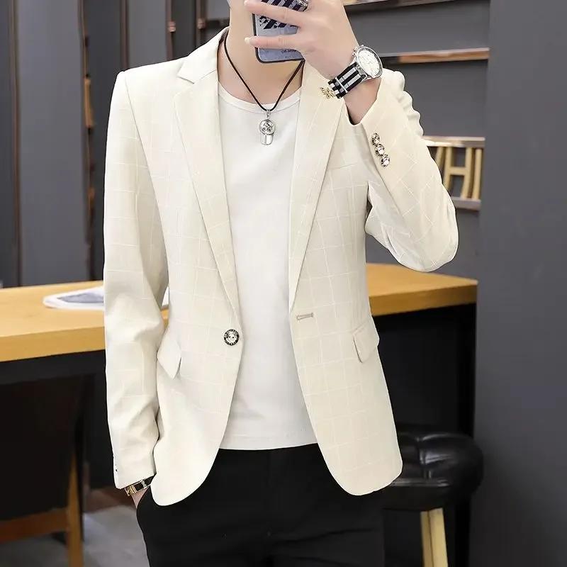 Fête lin gris hommes costume vestes simple boutonnage manteau mâle Blazer été nouveau dans des vêtements simples mode 2025 décontracté classique