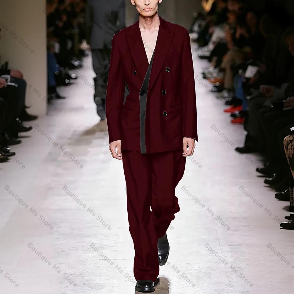 Costume deux pièces noir à Double boutonnage pour hommes