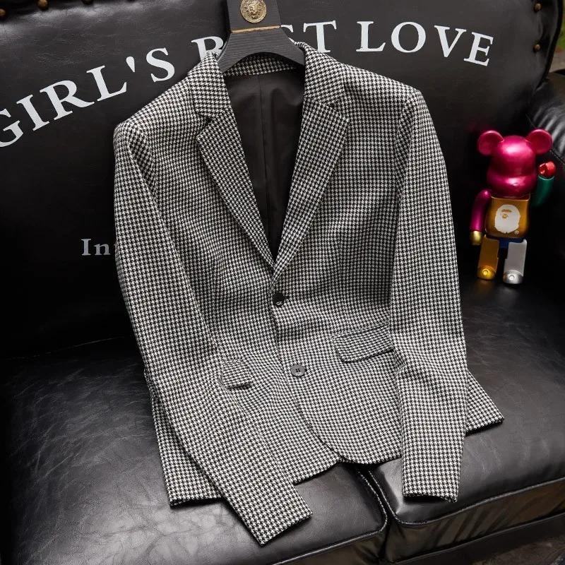 Veste de costume pied-de-poule pour hommes